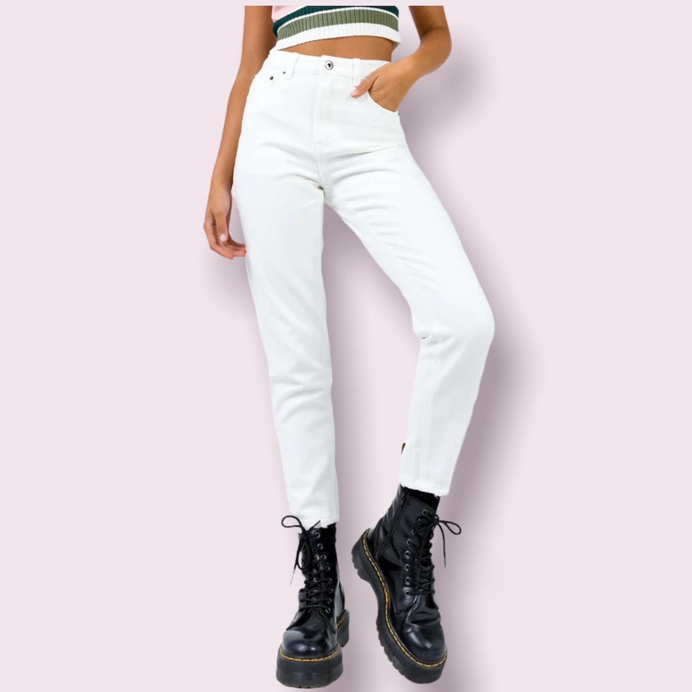 Princess Polly Zaiden Straight Leg Jeans Shite Denim